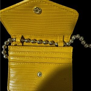 Yellow Croc-Embossed Chain Bag